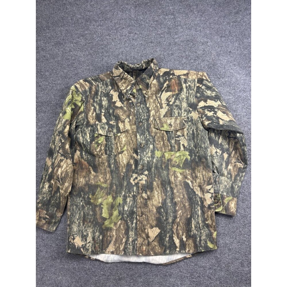WFS Shirt Mens Medium Brown Camouflage Long Sleeve Button Front Hunting Outdoor